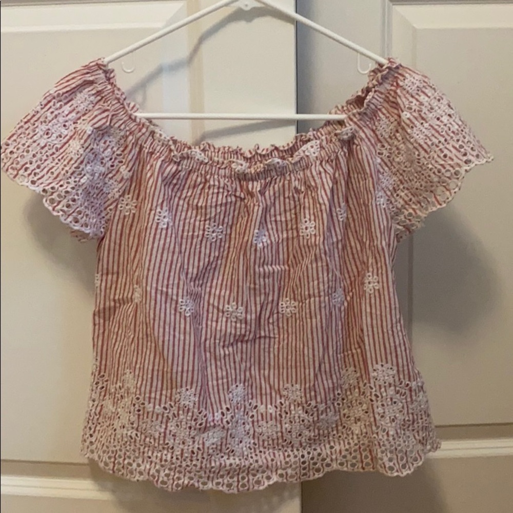 Hollister summer off shoulder eyelet top
